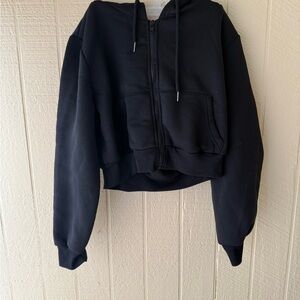 Forever 21 Black Cropped Hoodie Jacket